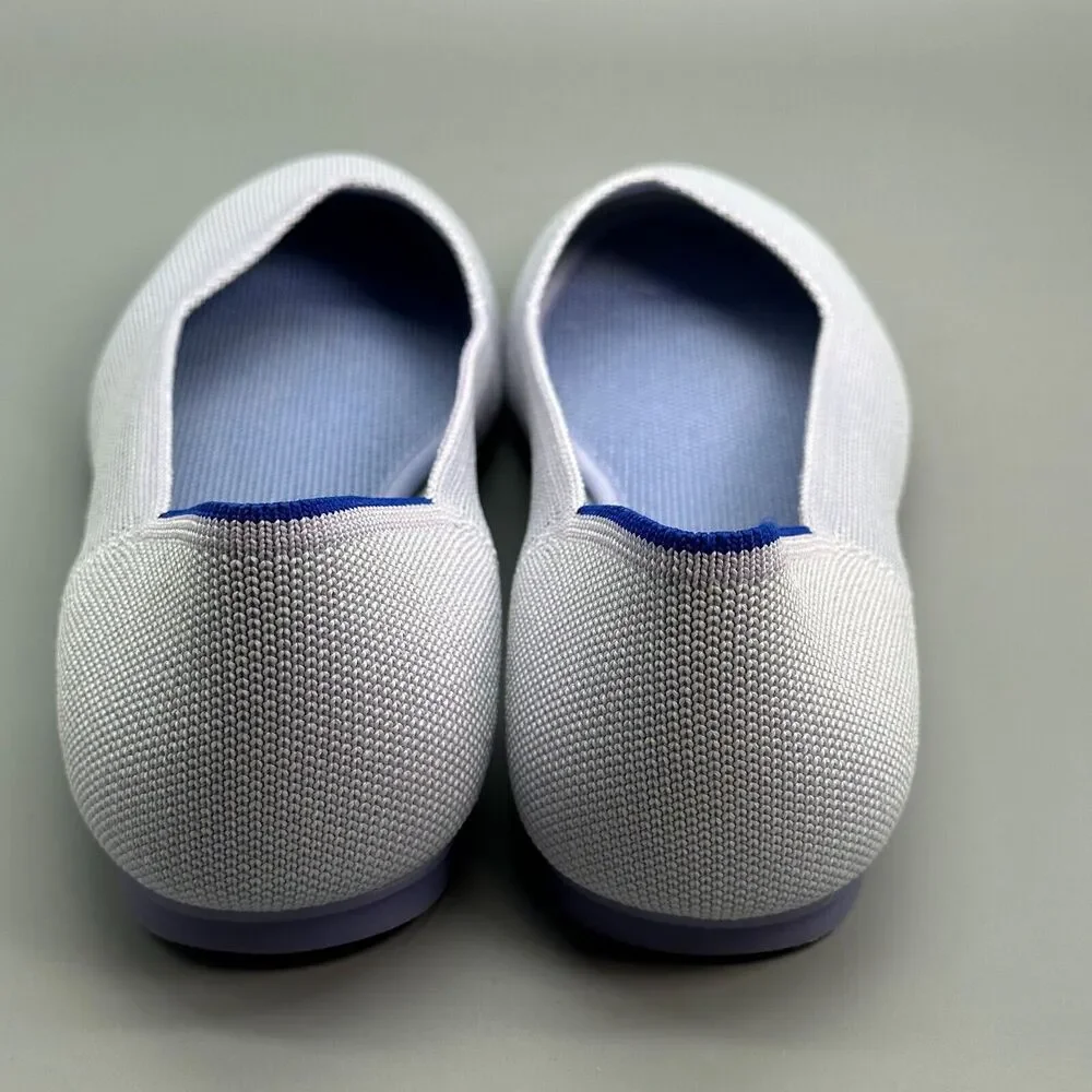 Rothy's The Flat Women's 9.5 Blue Purple Pale Slip Round Toe Comfort Ballet Shoe